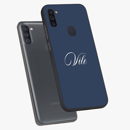 Blue Vintage Floral Pattern Glass Case showing flat back view with elegant vintage floral artwork and glossy glass finish.