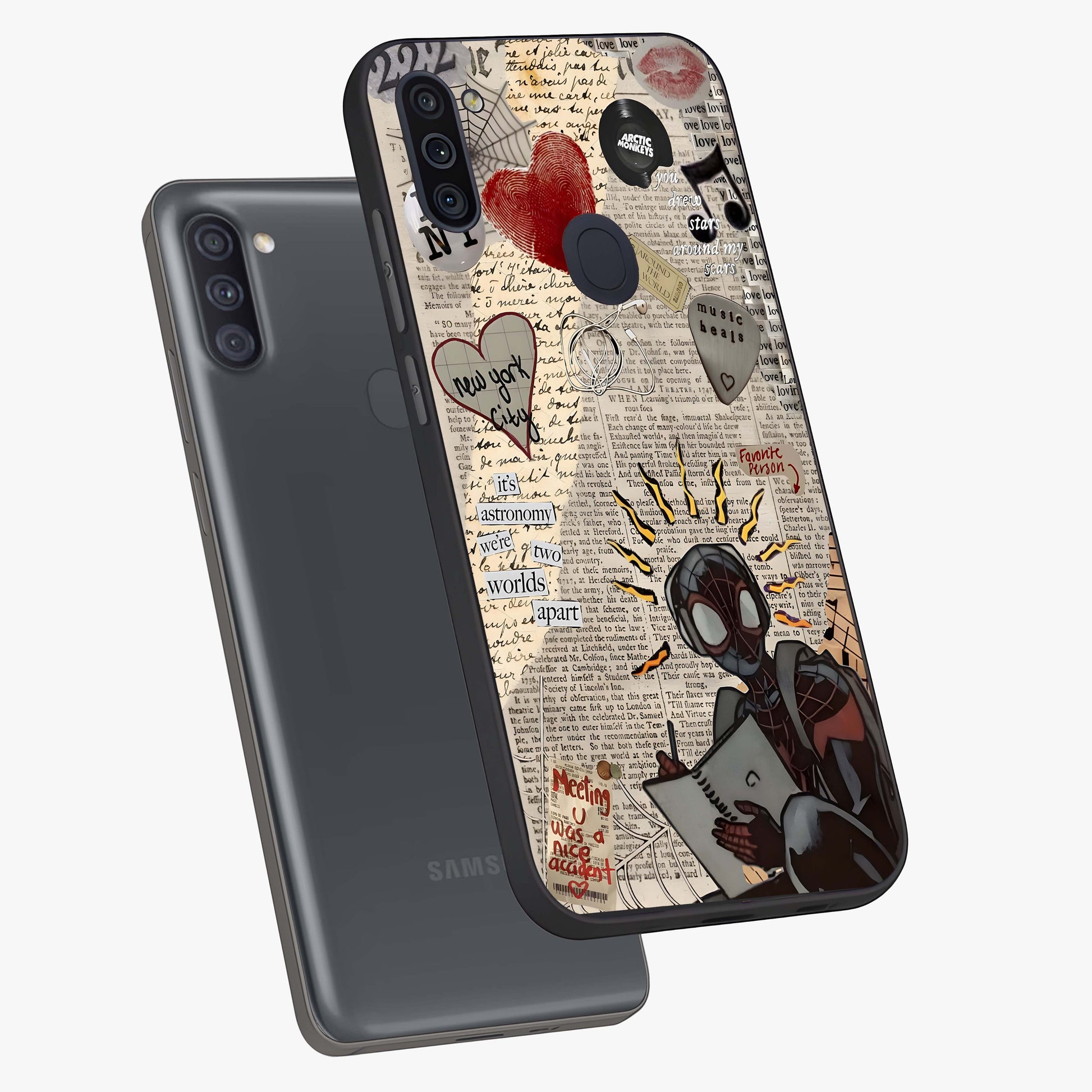 City Dream Sketch Glass Case displayed in angled mockup highlighting minimal city illustration with aesthetic sketch style.