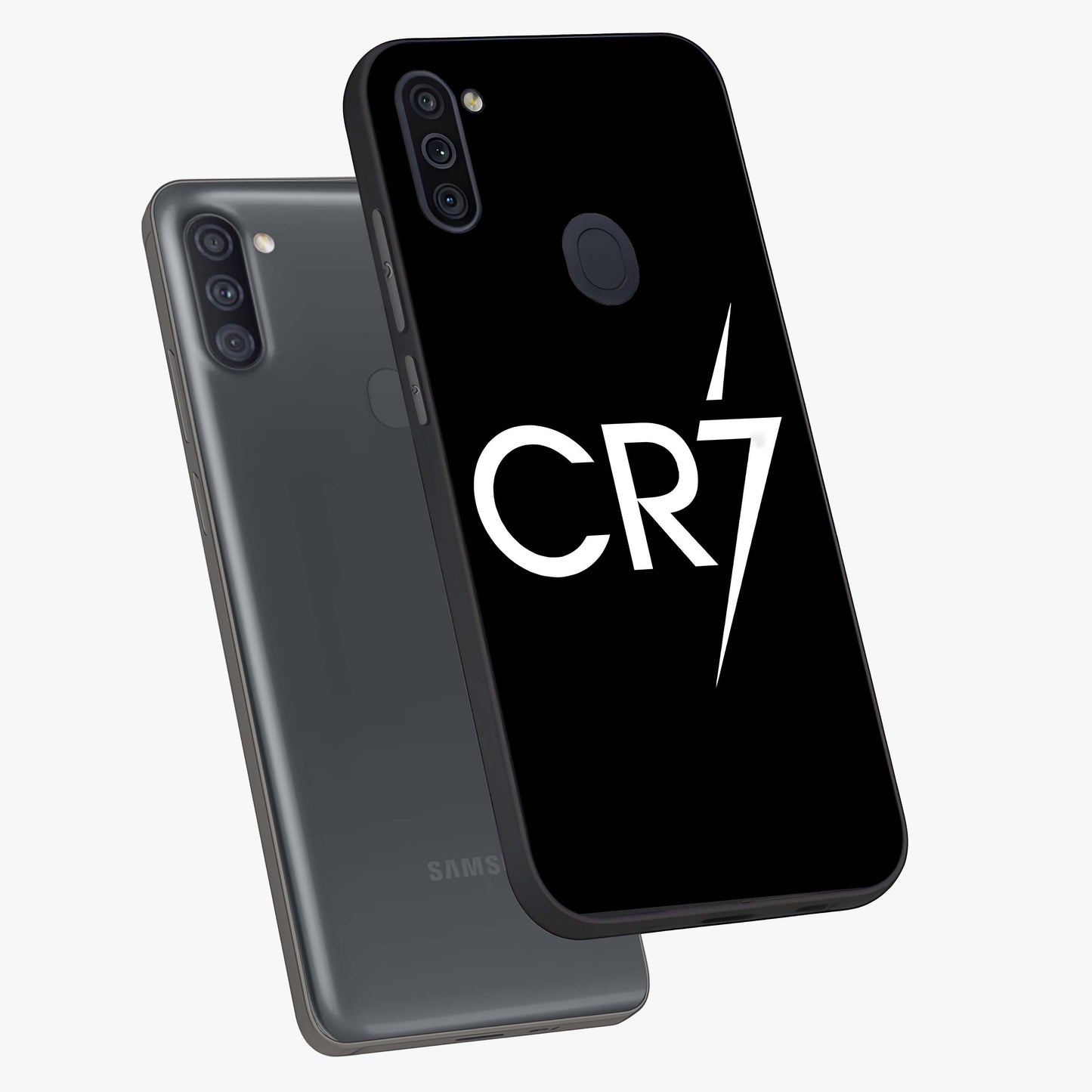 Cr7 Elite Strike Glass Case displayed in angled mockup highlighting powerful sports graphic with bold athletic theme.