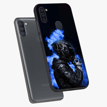Cyber Sentinel Protocol Glass Case displayed in angled mockup highlighting digital cyber design with sci-fi aesthetic style.