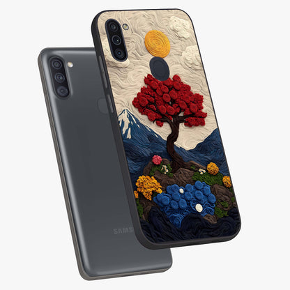 Eternal Nature Tapestry Glass Case displayed in angled mockup highlighting detailed botanical pattern with artistic aesthetic.
