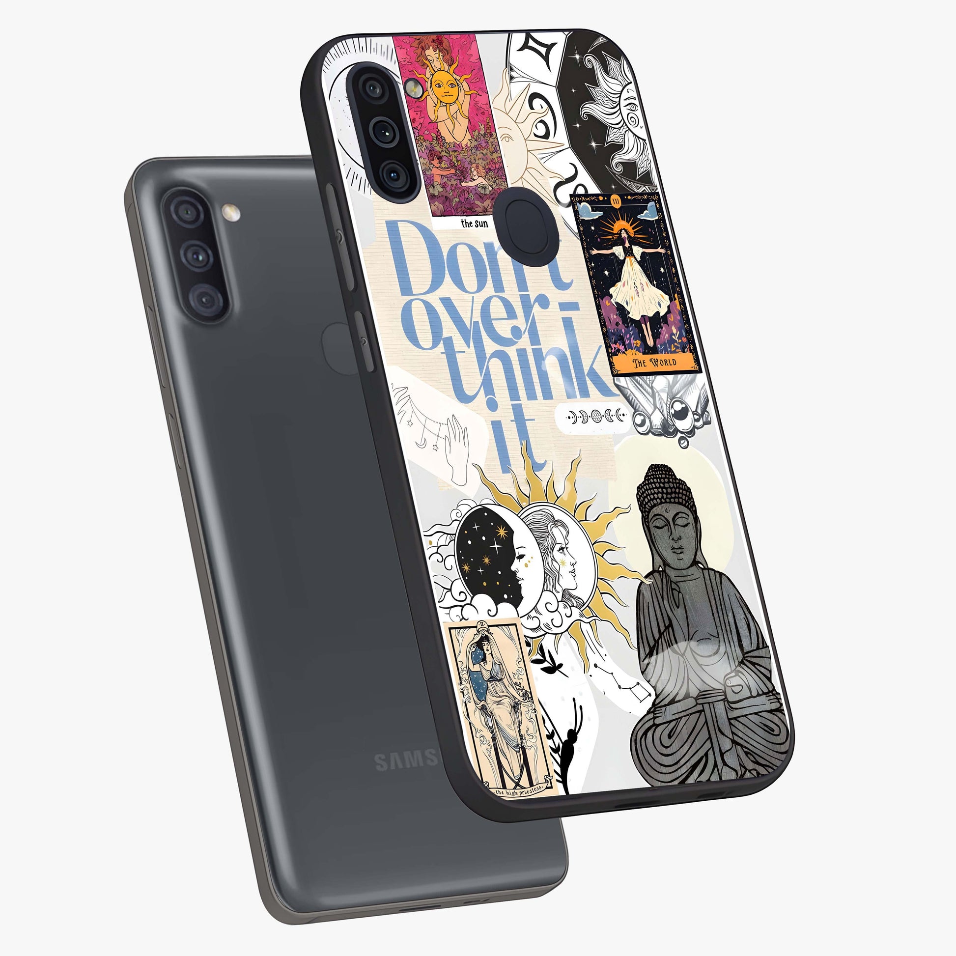 Ethereal Thoughts Glass Case displayed in angled mockup highlighting soft abstract design with calm ethereal aesthetic.