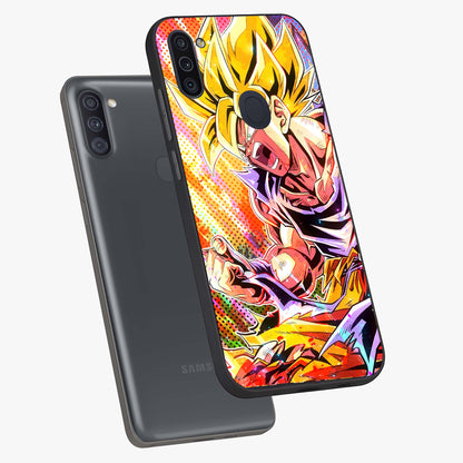 Firing Goku Glass Case displayed in angled mockup highlighting dynamic anime character design with action aesthetic.