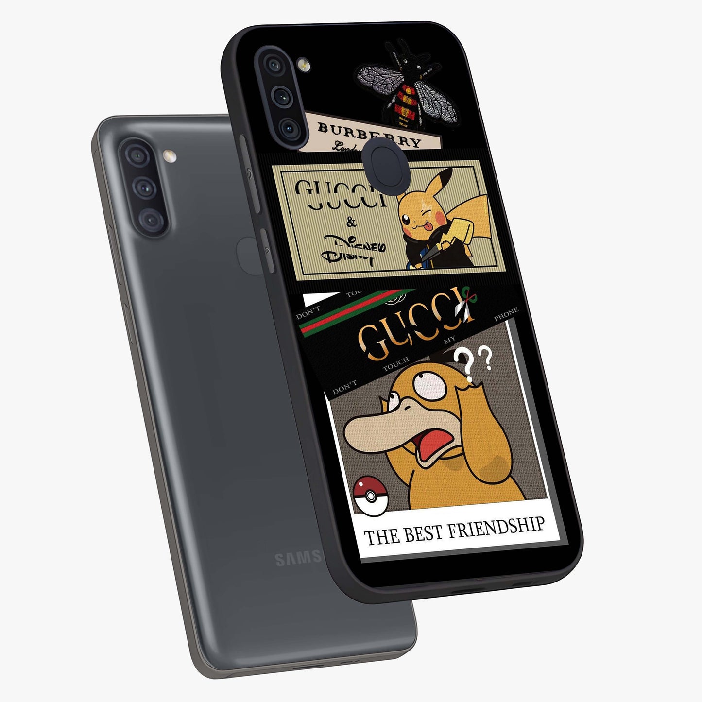 Gucci Play Mashup Glass Case displayed in angled mockup highlighting stylish fashion mashup design with bold aesthetic.