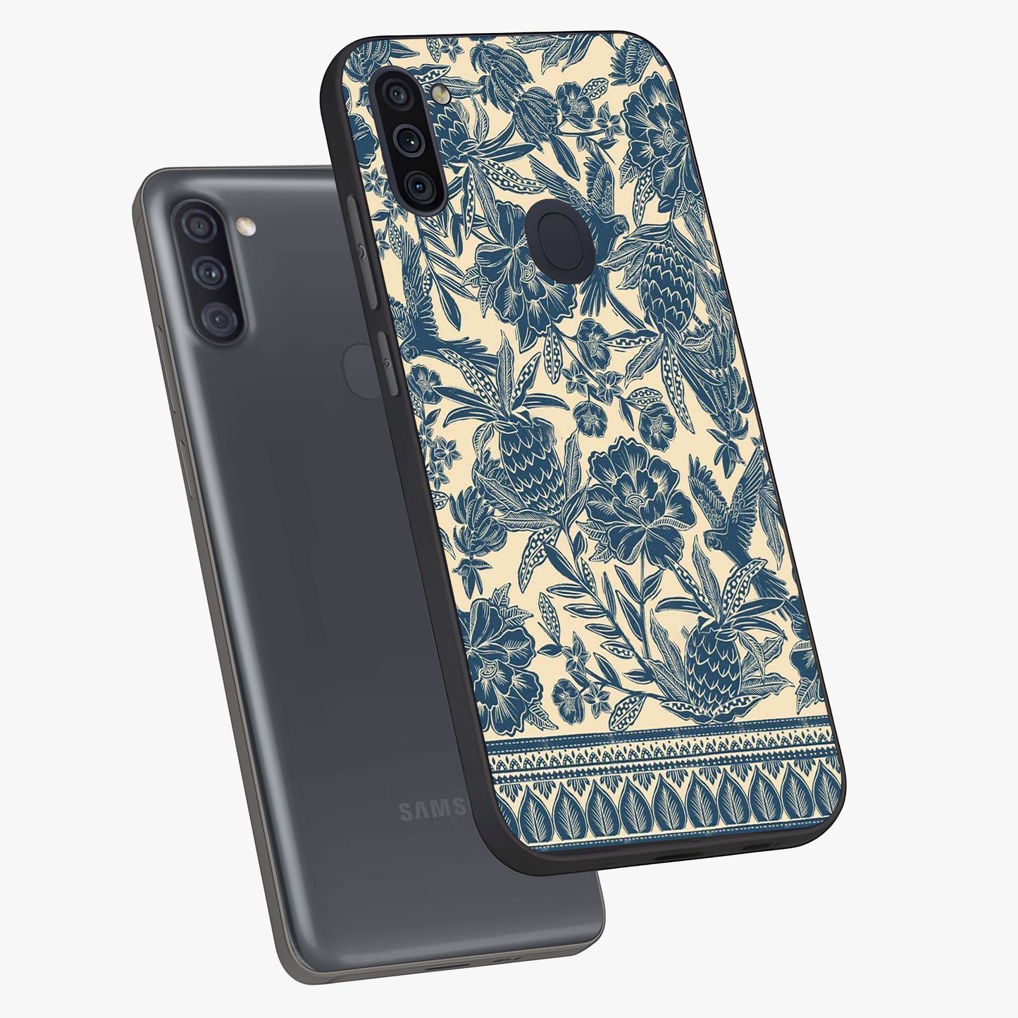 Heirloom Wild Bloom Glass Case displayed in angled mockup highlighting botanical bloom design with classic aesthetic style.