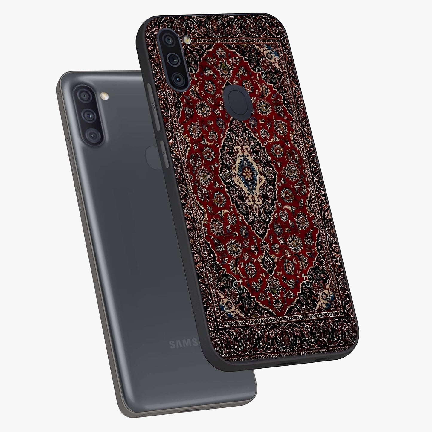 Heritage Carpet Royale Glass Case displayed in angled mockup highlighting intricate royal carpet design with heritage aesthetic.