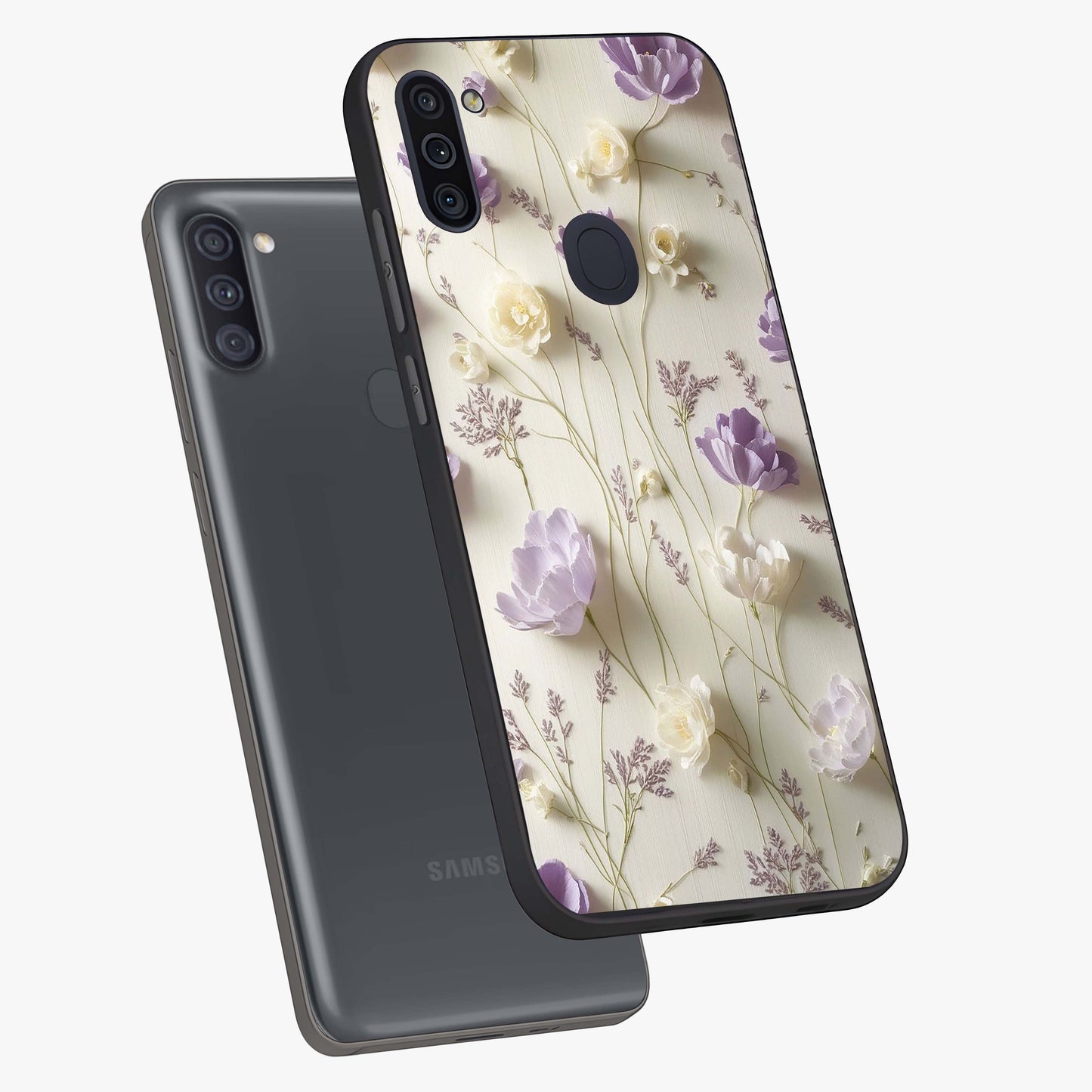 Lilac Breeze Harmony Glass Case displayed in angled mockup highlighting calm lilac breeze design with soothing aesthetic style.