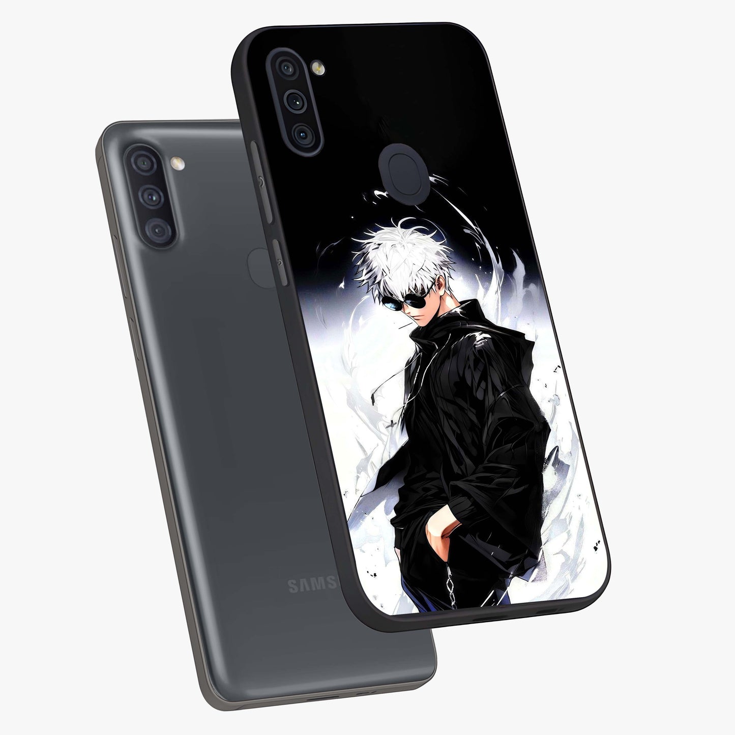 Limitless Shadow King Glass Case displayed in angled mockup highlighting dramatic dark hero design with intense aesthetic.