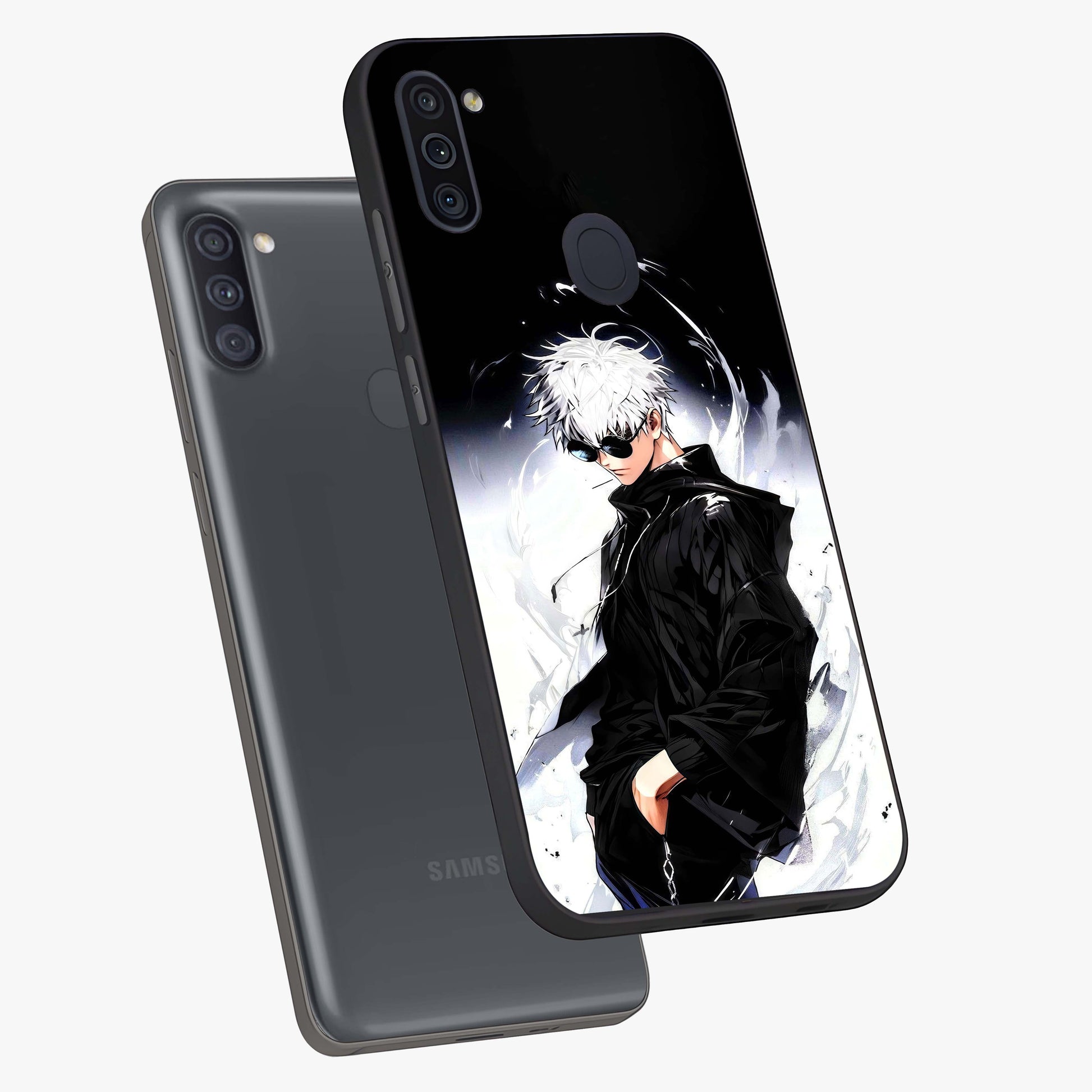 Limitless Shadow King Glass Case displayed in angled mockup highlighting dramatic dark hero design with intense aesthetic.