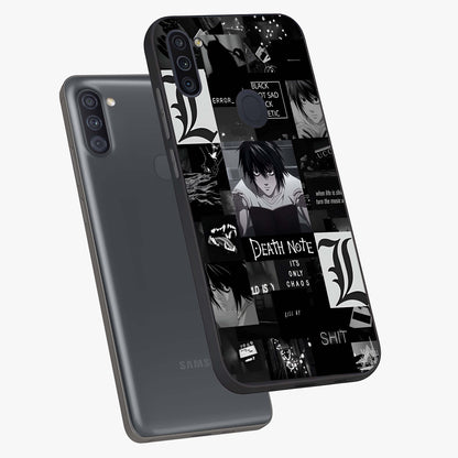 Midnight Chaos Mind Glass Case displayed in angled mockup highlighting chaotic artistic design with dramatic midnight aesthetic.