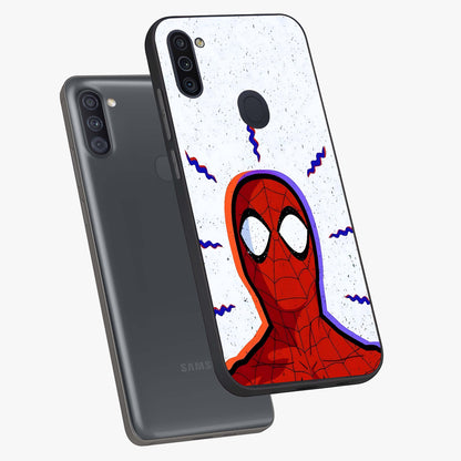 Omg Spiderman Glass Case displayed in angled mockup highlighting dynamic hero illustration with action comic aesthetic.
