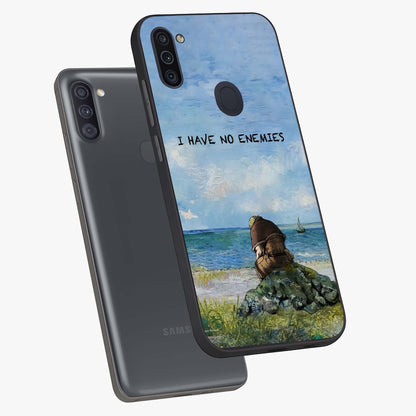 Peace Beyond War Glass Case displayed in angled mockup highlighting meaningful message design with artistic aesthetic style.