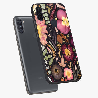 Petal Dream Tapestry Glass Case displayed in angled mockup highlighting decorative petal pattern with elegant botanical aesthetic.