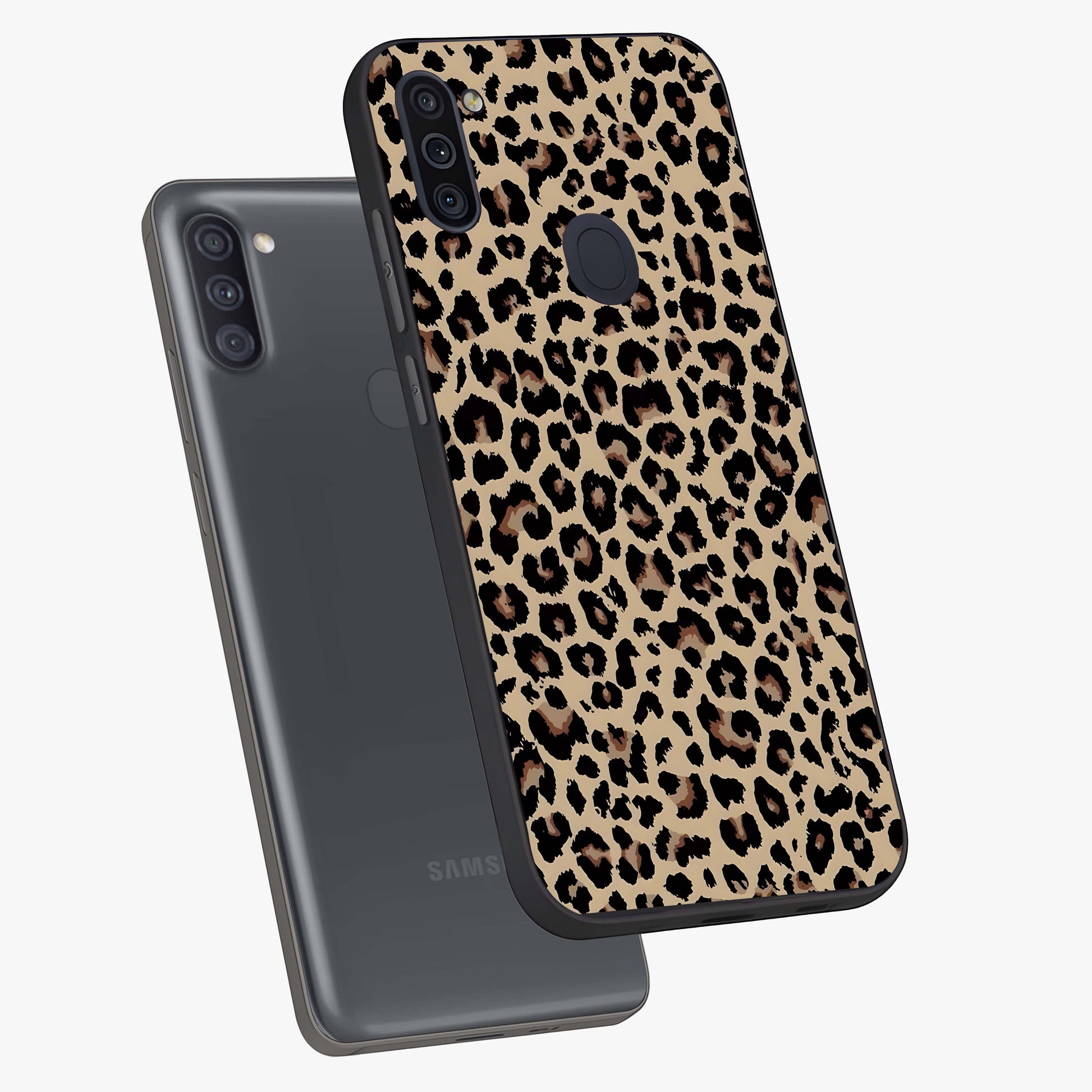 Savage Chic Pattern Glass Case displayed in angled mockup highlighting bold fashion inspired design with chic aesthetic.