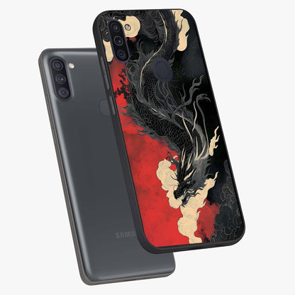Shadow Dragon Fury Glass Case displayed in angled mockup highlighting powerful dragon illustration with dark fantasy aesthetic.