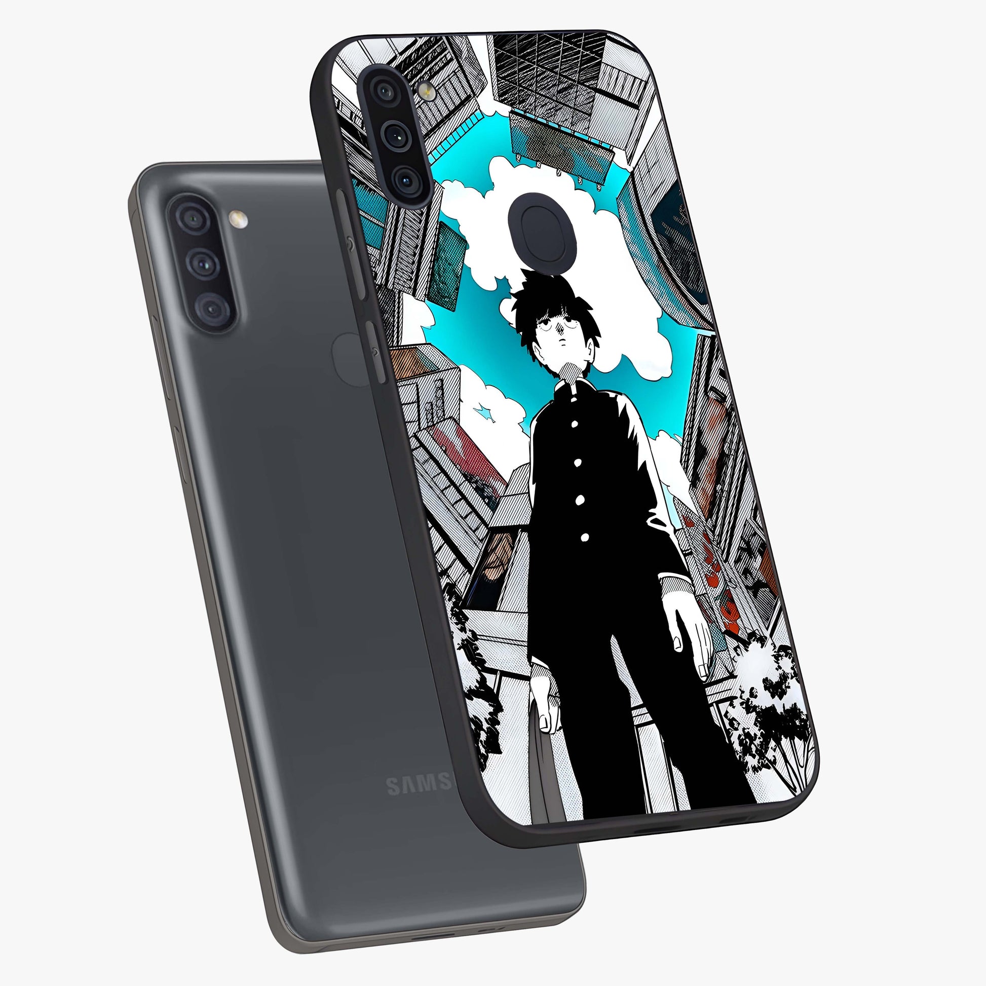 Silent Psychic Awakening Glass Case displayed in angled mockup highlighting spiritual awakening design with cosmic aesthetic.