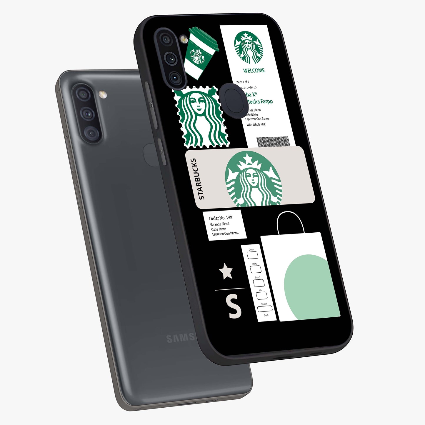 Starbucks Mocha Glass Case displayed in angled mockup highlighting stylish mocha themed design with cozy café aesthetic.