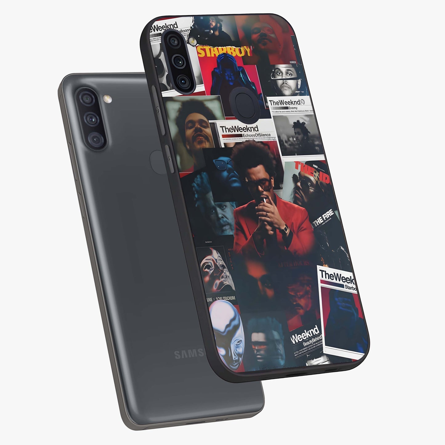 The Weeknd Glass Case displayed in angled mockup highlighting stylish pop culture inspired design with modern aesthetic.