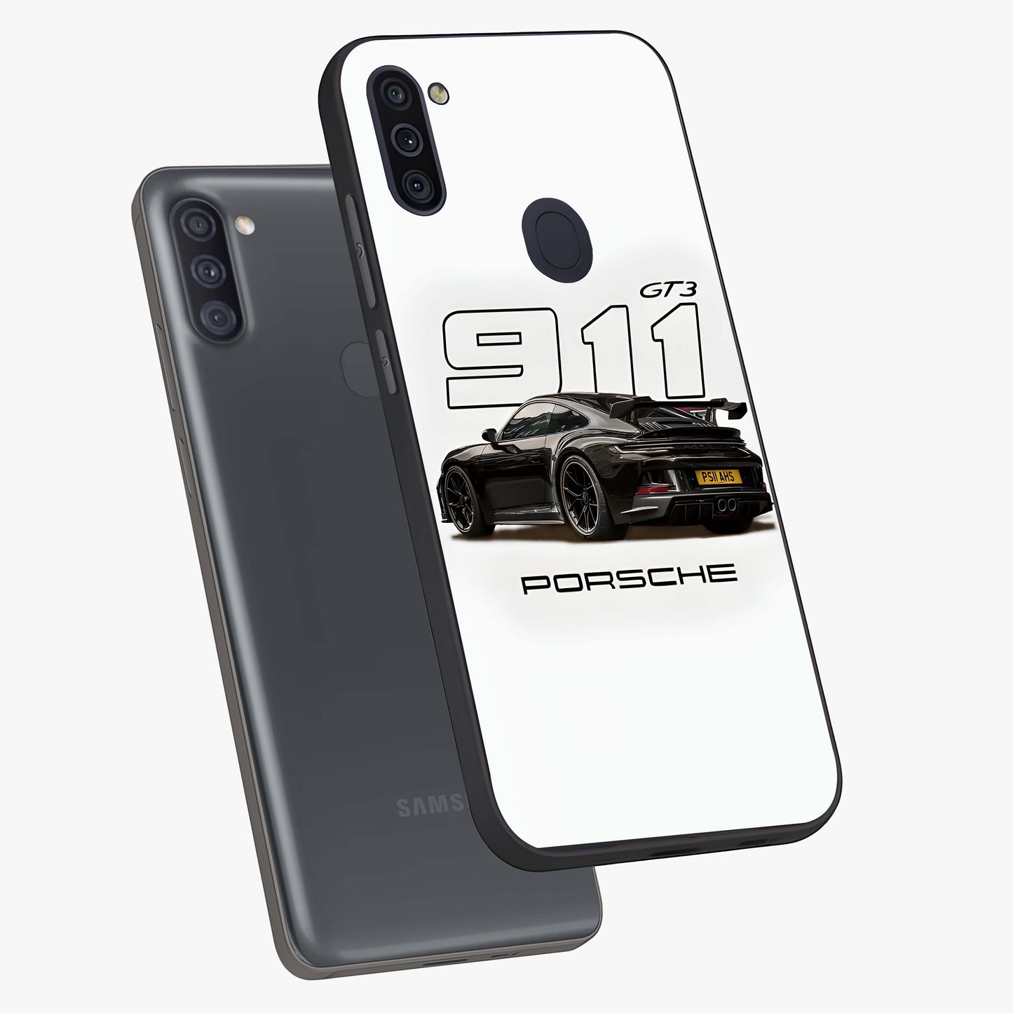 Turbo Legacy Icon Glass Case displayed in angled mockup highlighting dynamic automotive design with performance aesthetic.