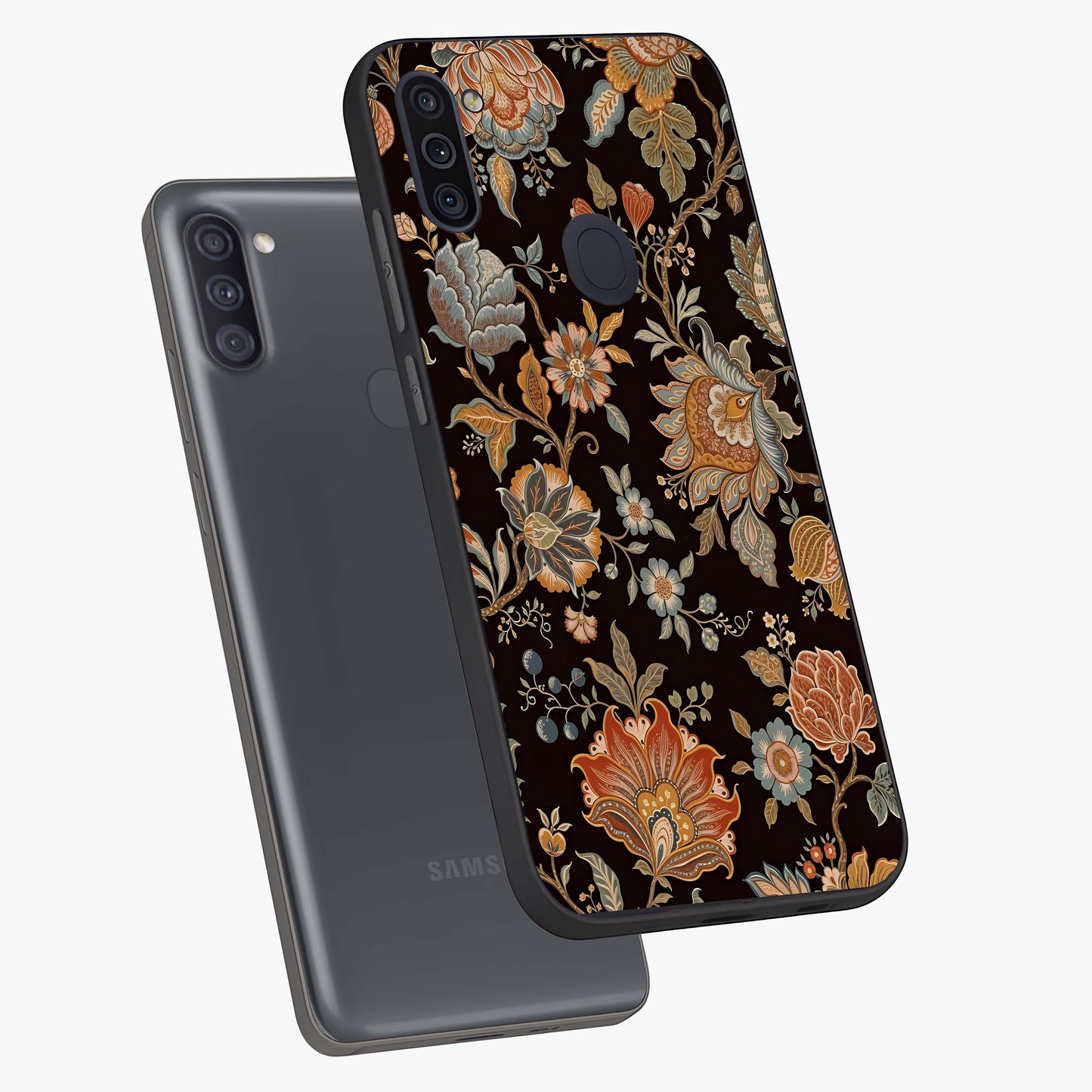 Vintage Floral Dream Glass Case displayed in angled mockup highlighting elegant vintage flower design with soft aesthetic style.