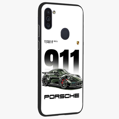 911 Turbo Dominance Glass Case upright perspective showcasing powerful racing design and modern automotive aesthetic.