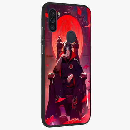 Blood Moon Sovereign Glass Case upright view showcasing powerful moon inspired artwork with cosmic aesthetic style.