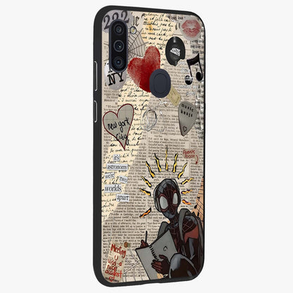 City Dream Sketch Glass Case upright view showcasing urban skyline artwork with stylish hand drawn design.