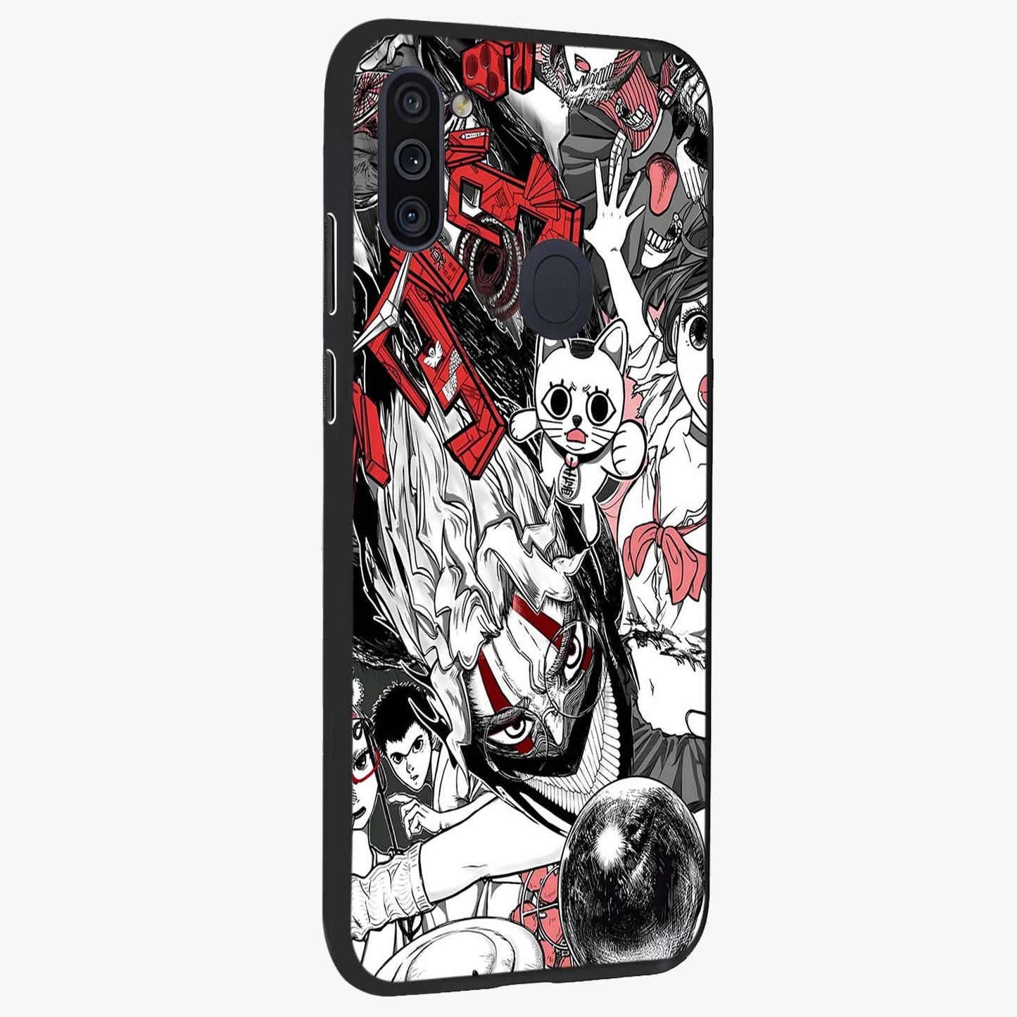 Crimson Chaos Panel Glass Case upright view showcasing intense crimson artwork with dramatic aesthetic style.