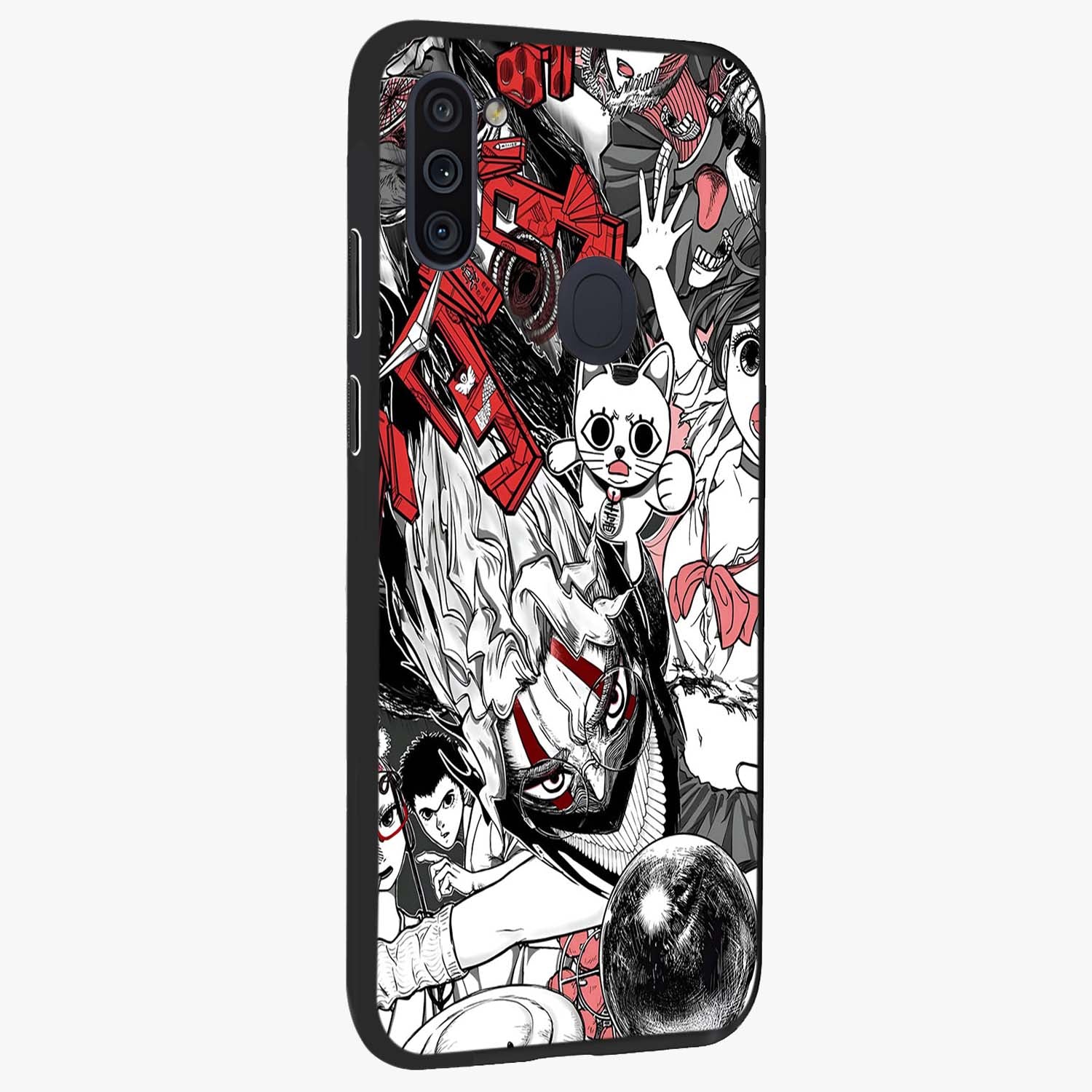 Crimson Chaos Panel Glass Case upright view showcasing intense crimson artwork with dramatic aesthetic style.