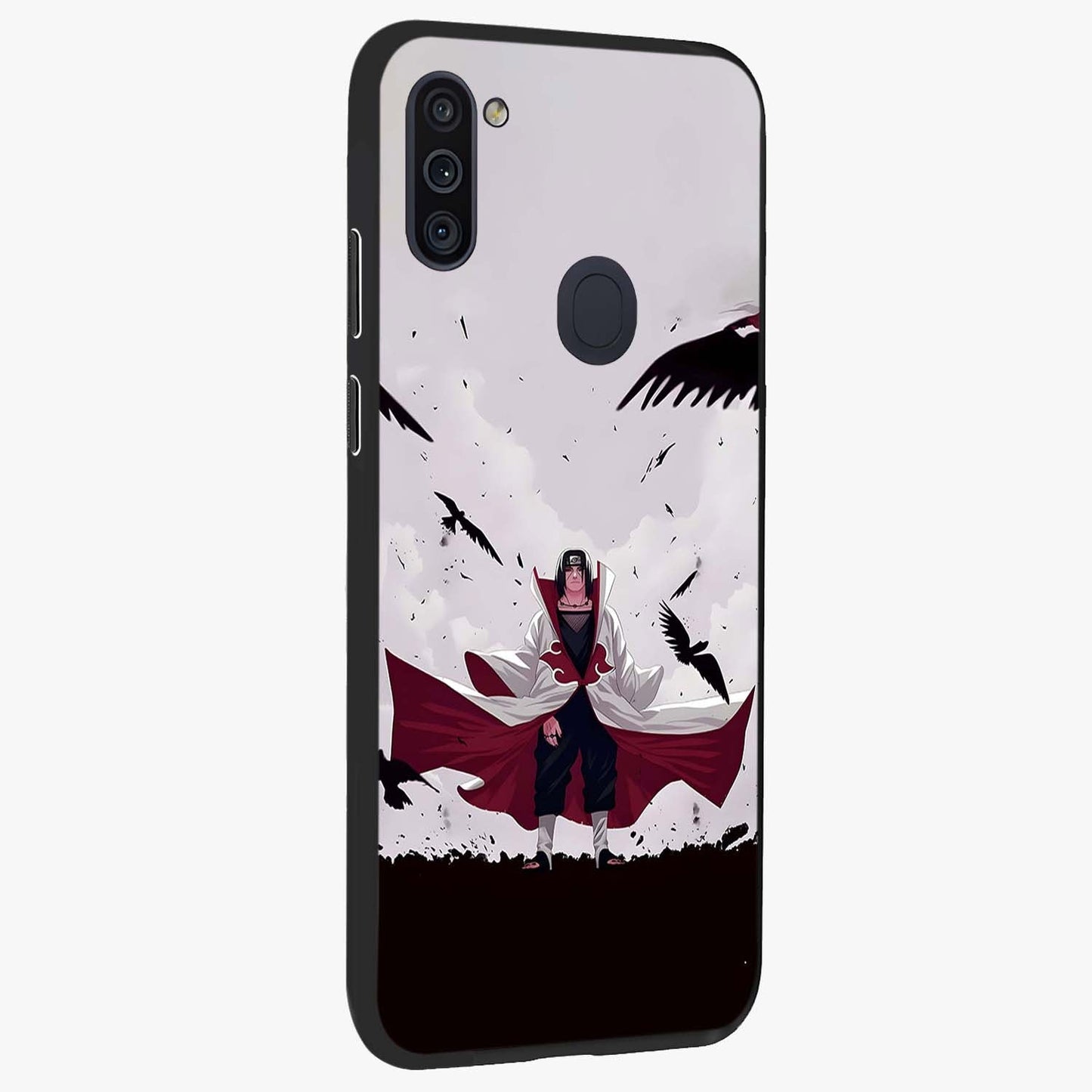 Crimson Crow Ascension Glass Case upright view showcasing dramatic crow artwork with bold gothic theme.