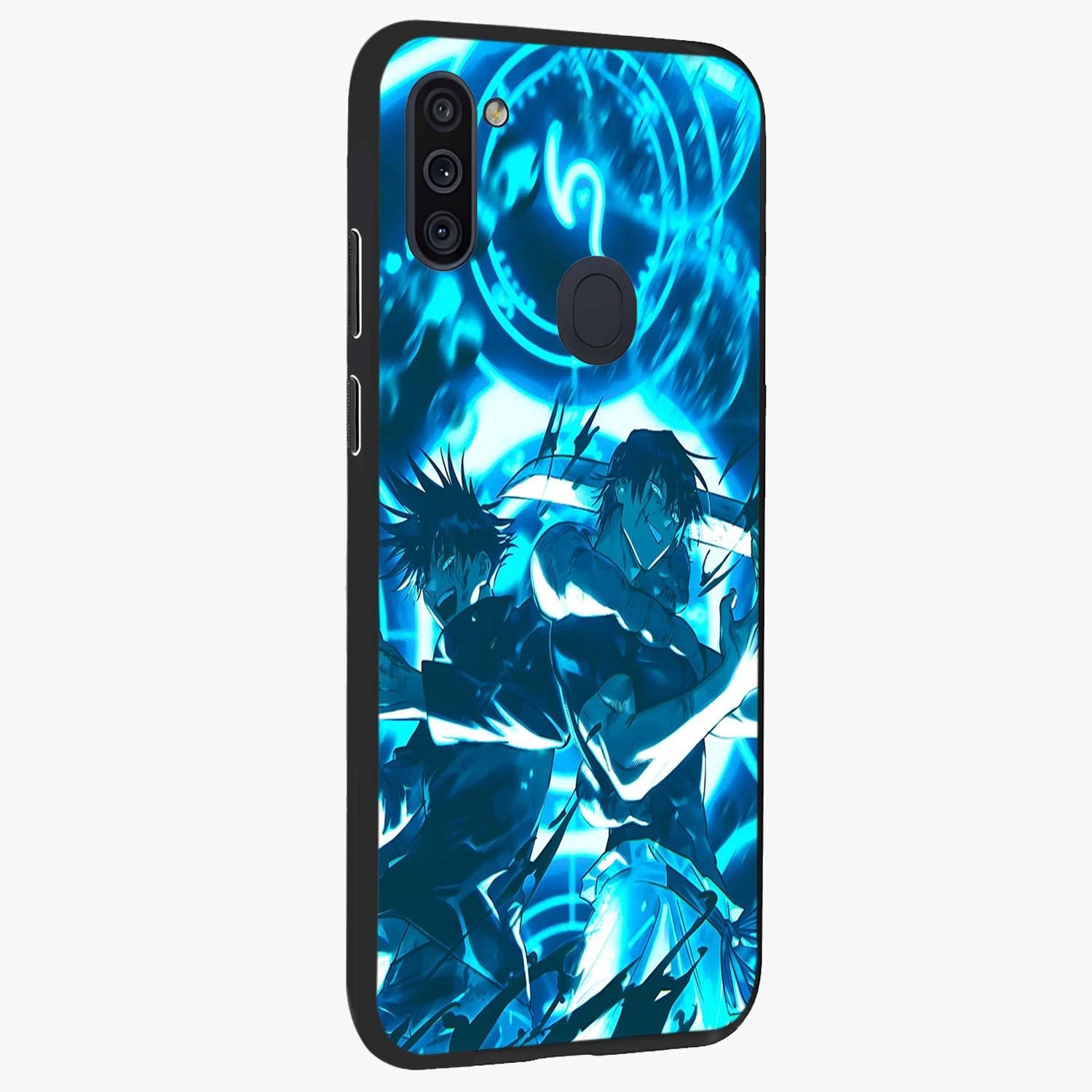 Cursed Energy Clash Glass Case upright view showcasing dramatic clash artwork with bold supernatural theme.
