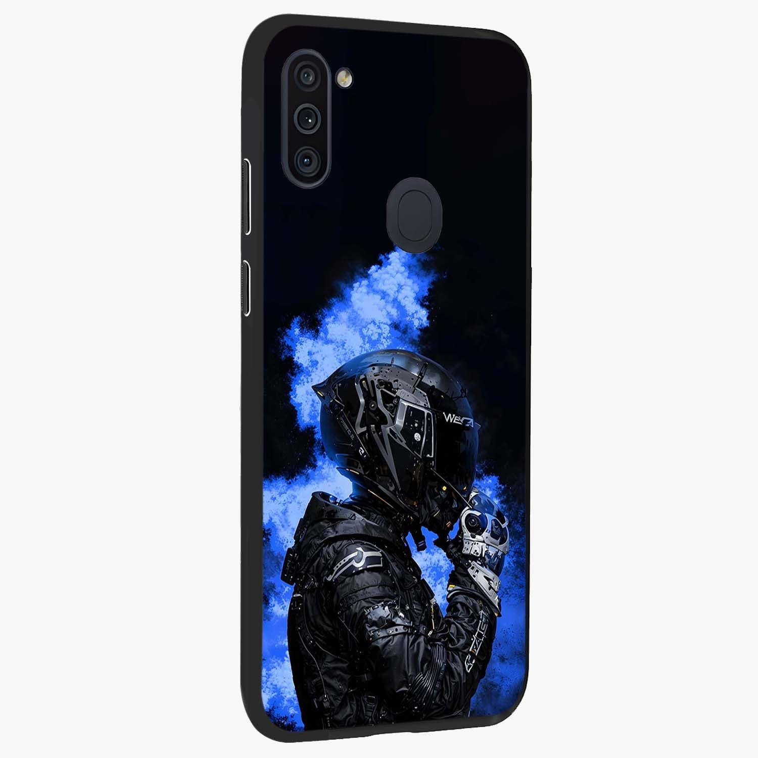 Cyber Sentinel Protocol Glass Case upright view showcasing advanced cyber sentinel artwork with futuristic tech theme.