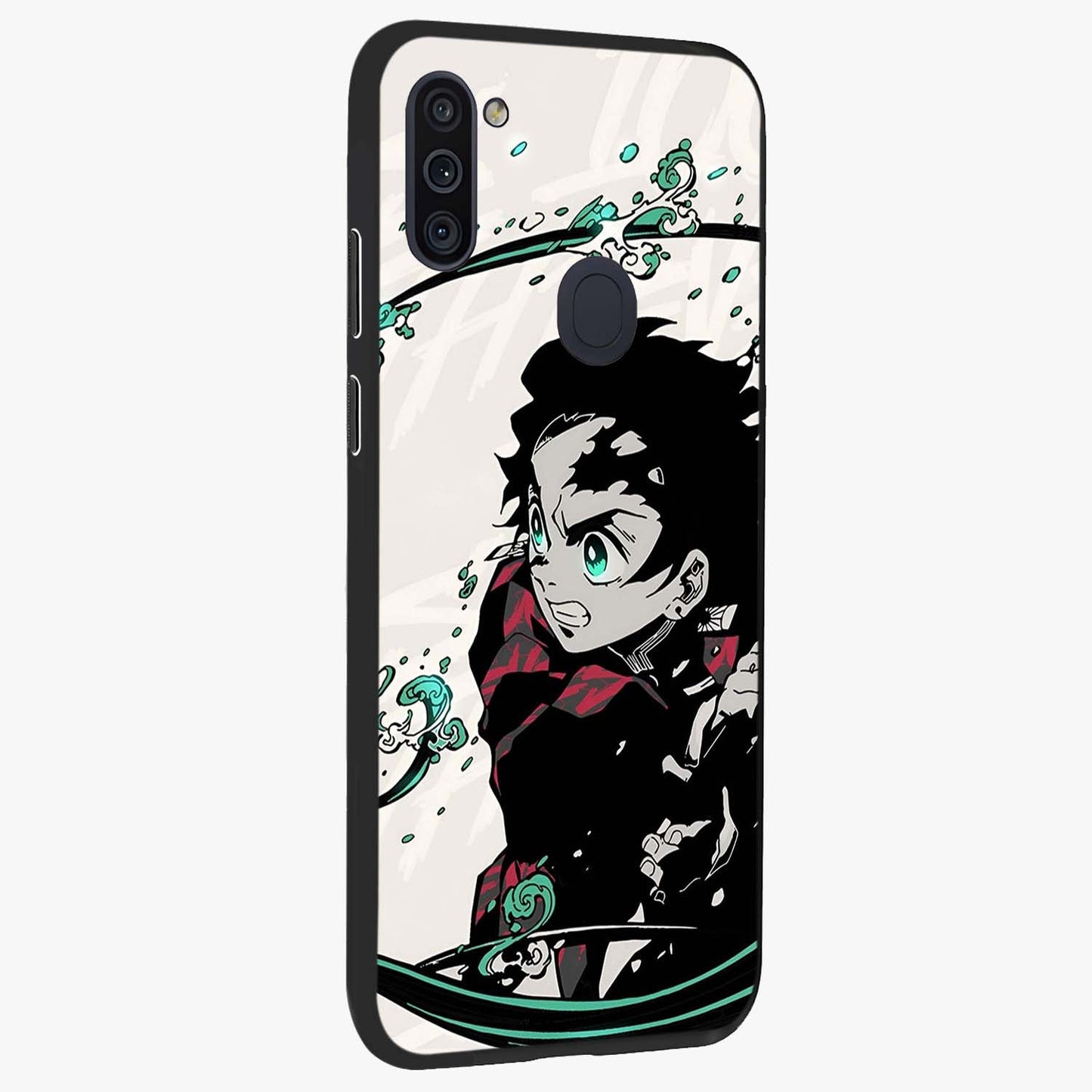 Demon Slayer Glass Case upright view showcasing powerful anime artwork with intense warrior theme.
