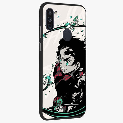 Demon Slayer Glass Case upright view showcasing powerful anime artwork with intense warrior theme.