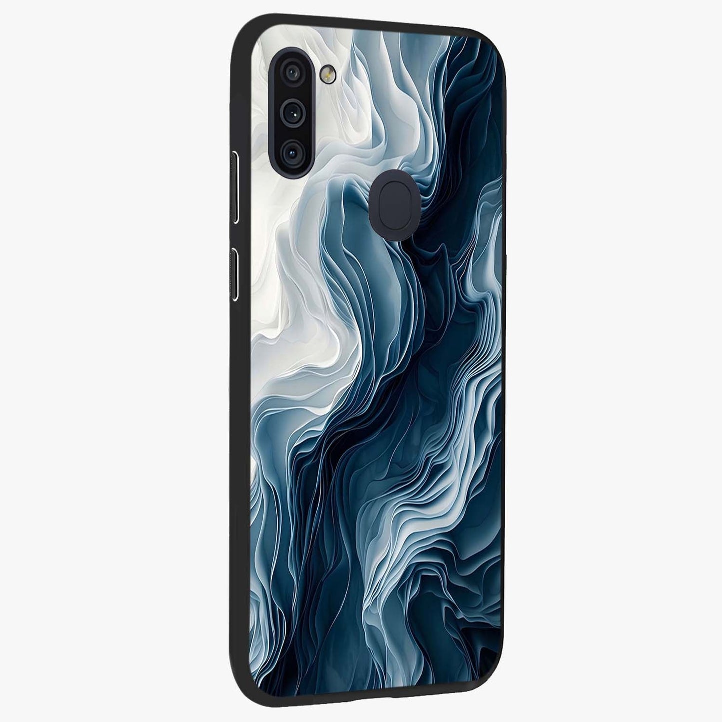 Ethereal Paper Marble Glass Case upright view showcasing smooth marble artwork with refined minimalist theme.