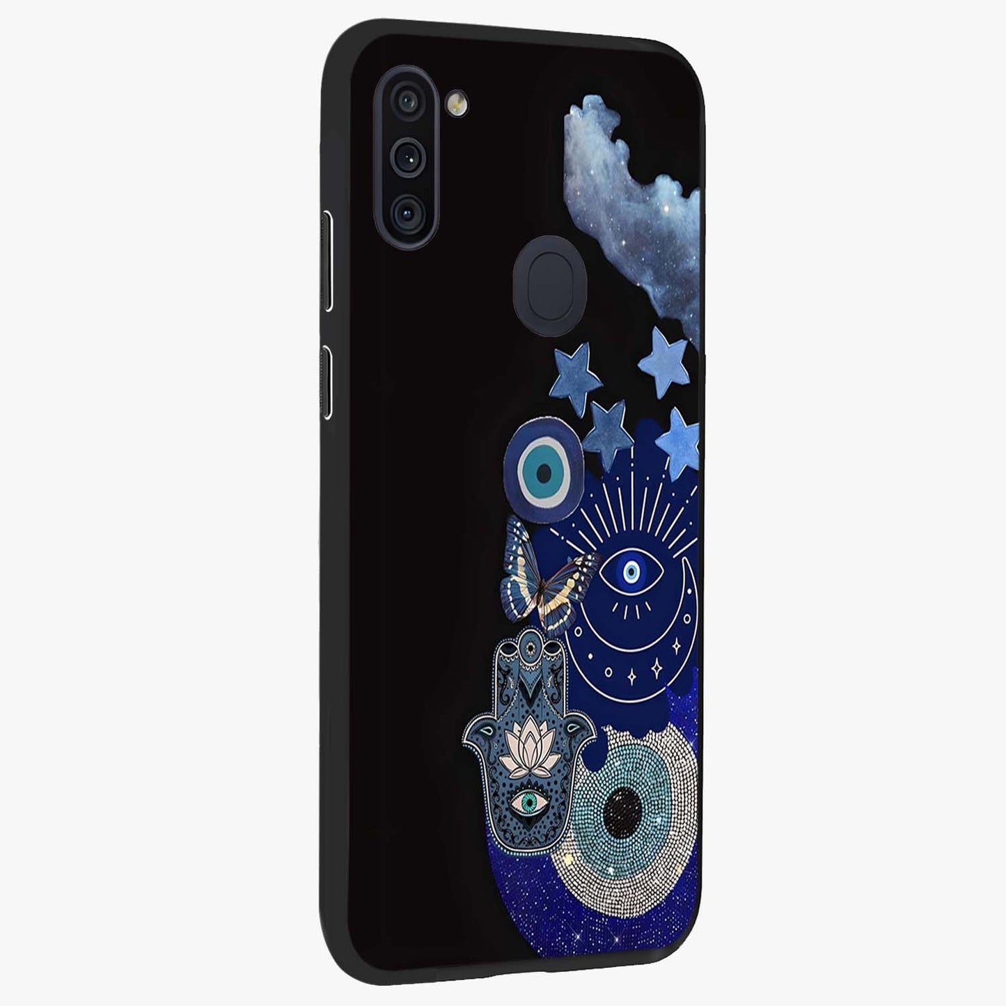 Galactic Charm Cluster Glass Case upright view showcasing glowing cosmic charm artwork with magical celestial style.