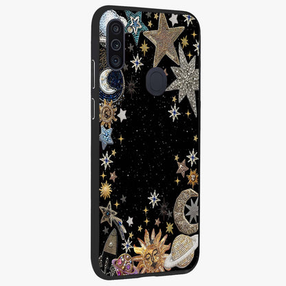 Galactic Jewel Stars Glass Case upright view showcasing glittering star jewel artwork with vibrant galaxy theme.