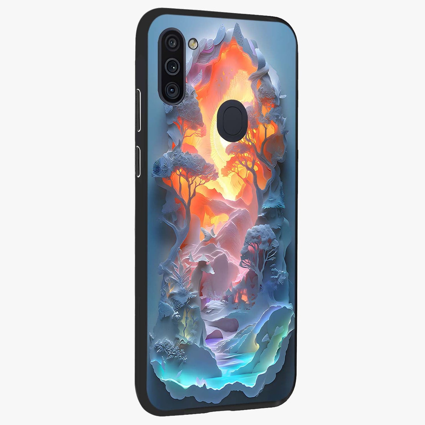 Glow Forest Portal Glass Case upright view showcasing enchanted forest portal artwork with fantasy nature theme.