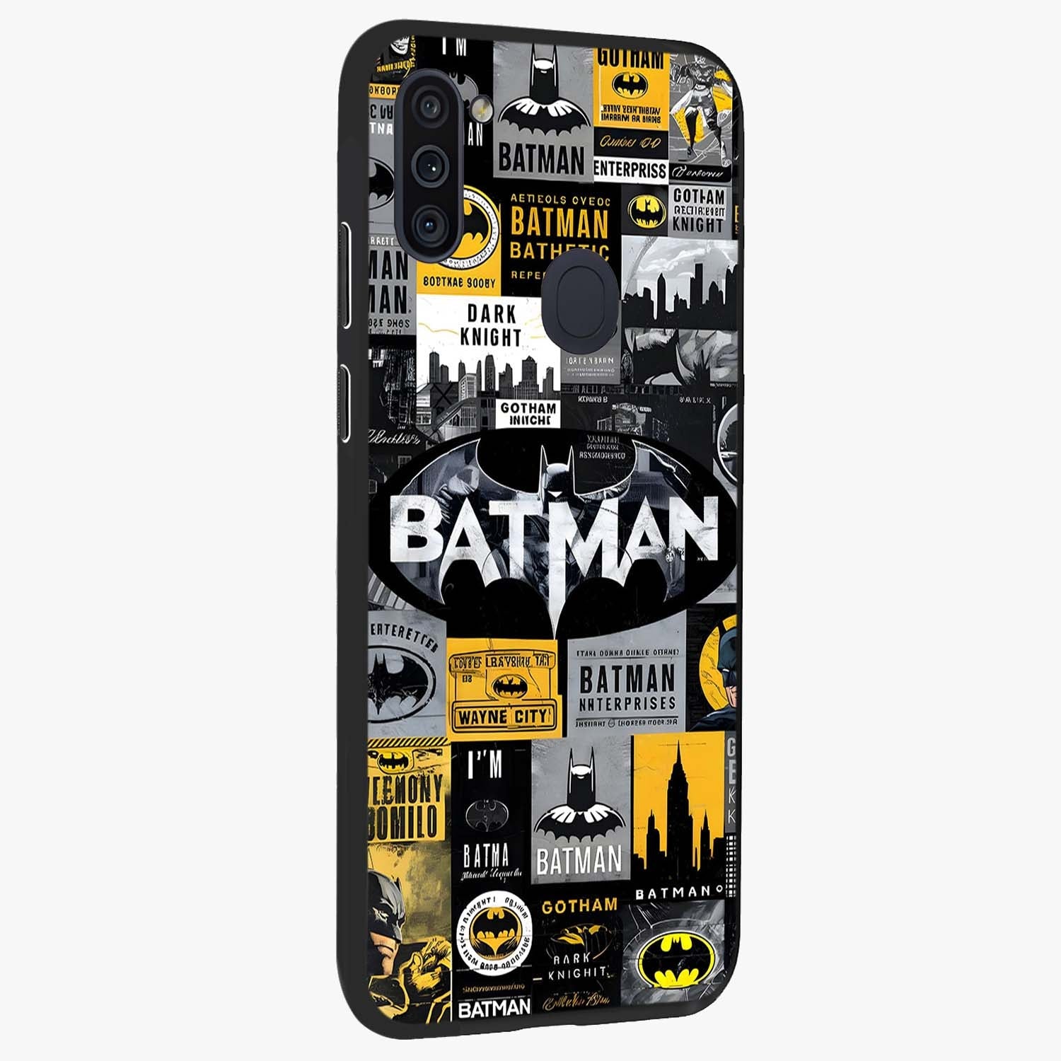 Knight Gotham Rise Glass Case upright view showcasing bold vigilante themed artwork with gothic city vibe.