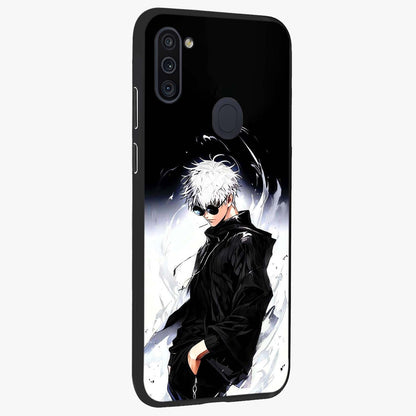 Limitless Shadow King Glass Case upright view showcasing bold shadow warrior artwork with epic fantasy theme.