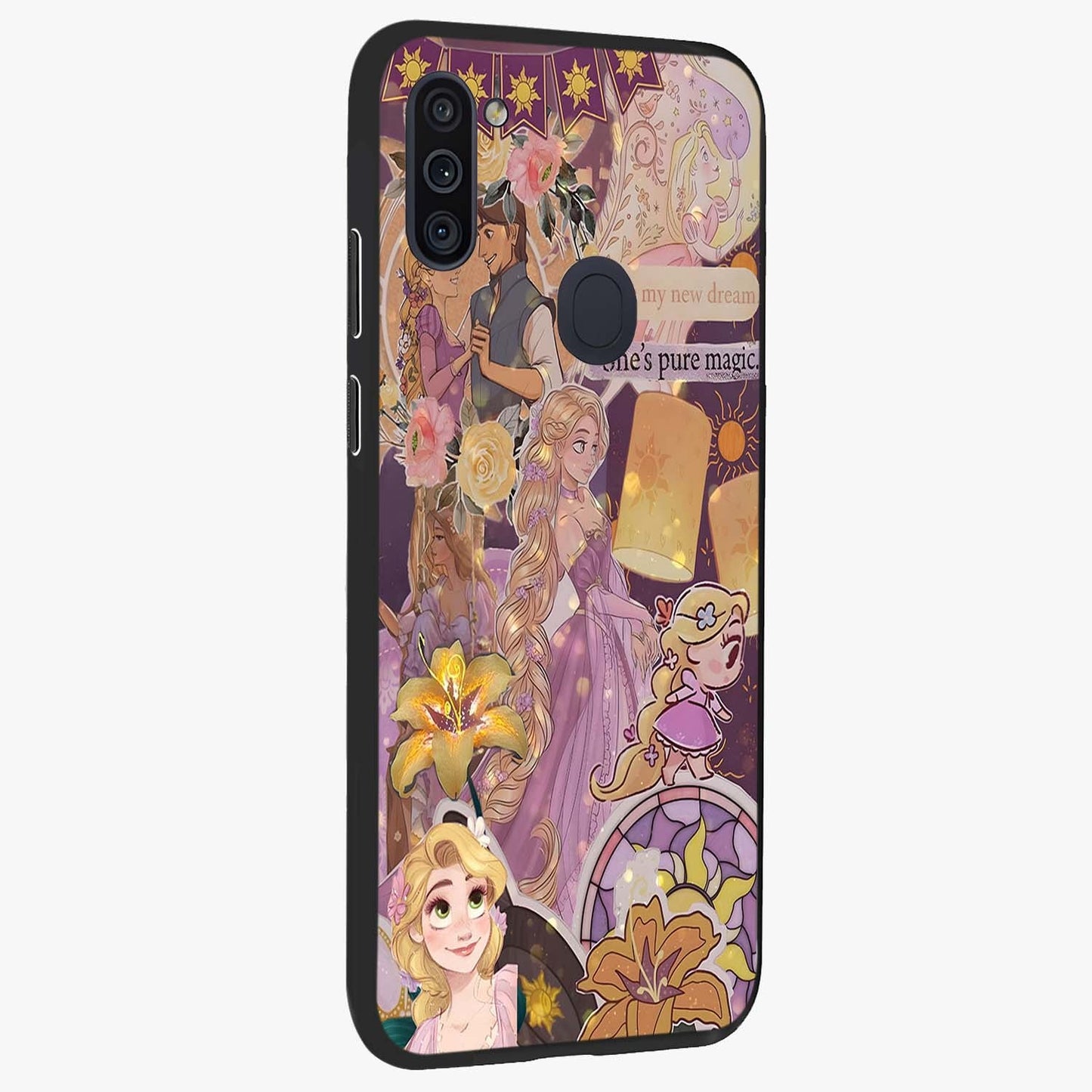 Magical Tangled Dream Glass Case upright view showcasing enchanting artistic artwork with dreamy fantasy theme.