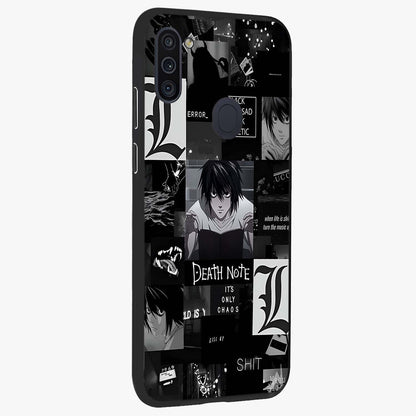 Midnight Chaos Mind Glass Case upright view showcasing expressive abstract artwork with bold dark theme.