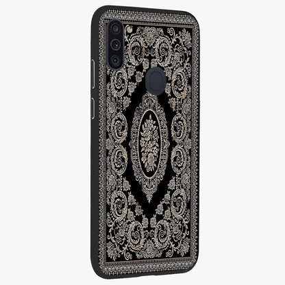 Noir Bloom Elegance Glass Case upright view showcasing graceful floral artwork with luxurious dark theme.