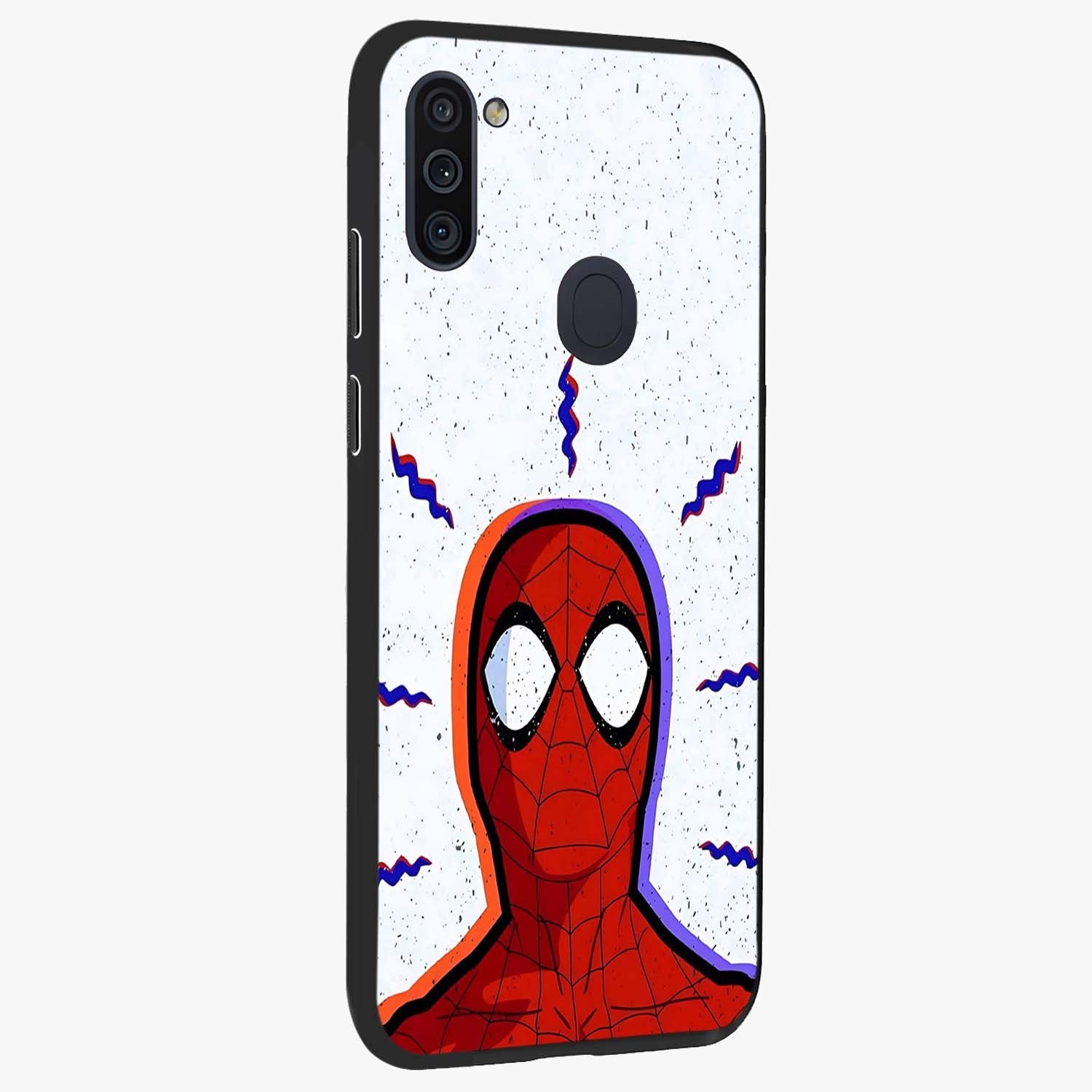 Omg Spiderman Glass Case upright view showcasing energetic superhero artwork with vibrant comic theme.