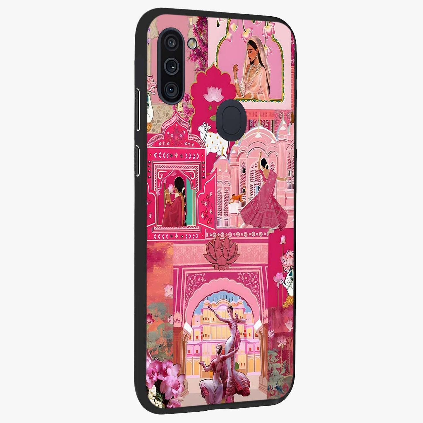 Pink Palace Muse Glass Case upright view showcasing artistic palace artwork with graceful royal theme.