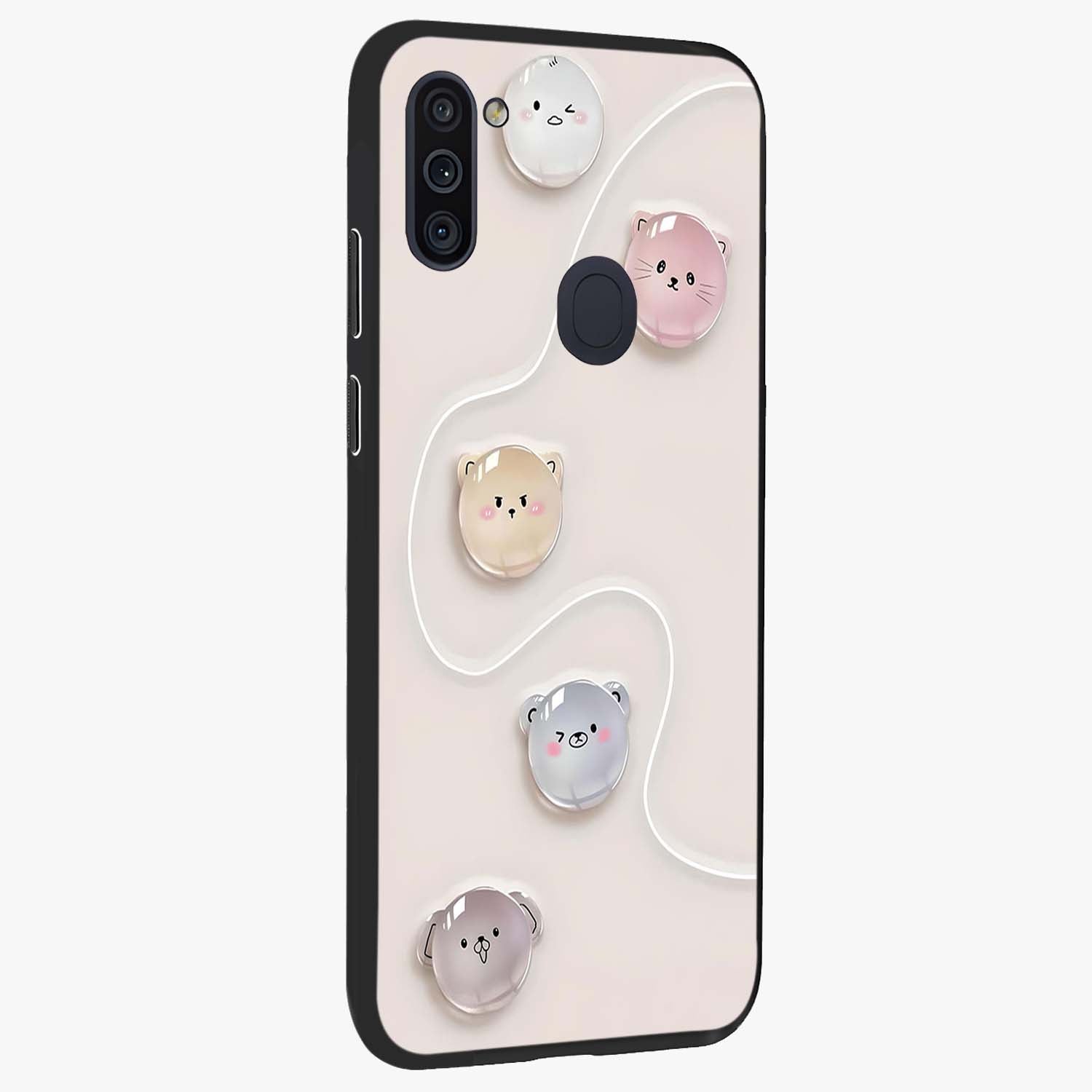 Puffy Face Parade Glass Case upright view showcasing adorable character artwork with cheerful animated theme.
