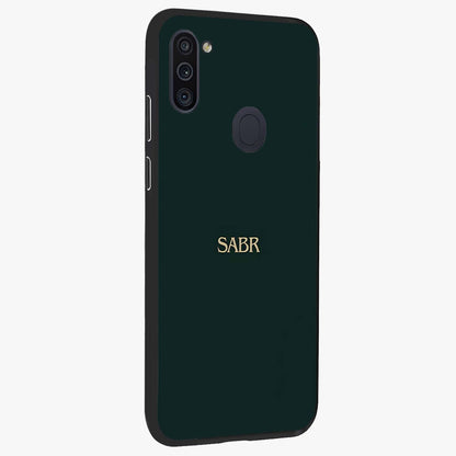Sabr Minimal Patience Glass Case upright view showcasing calm minimalist artwork with motivational patience theme.