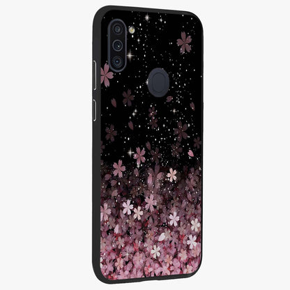 Small Starry Flowers Glass Case upright view showcasing charming floral artwork with dreamy starry theme.