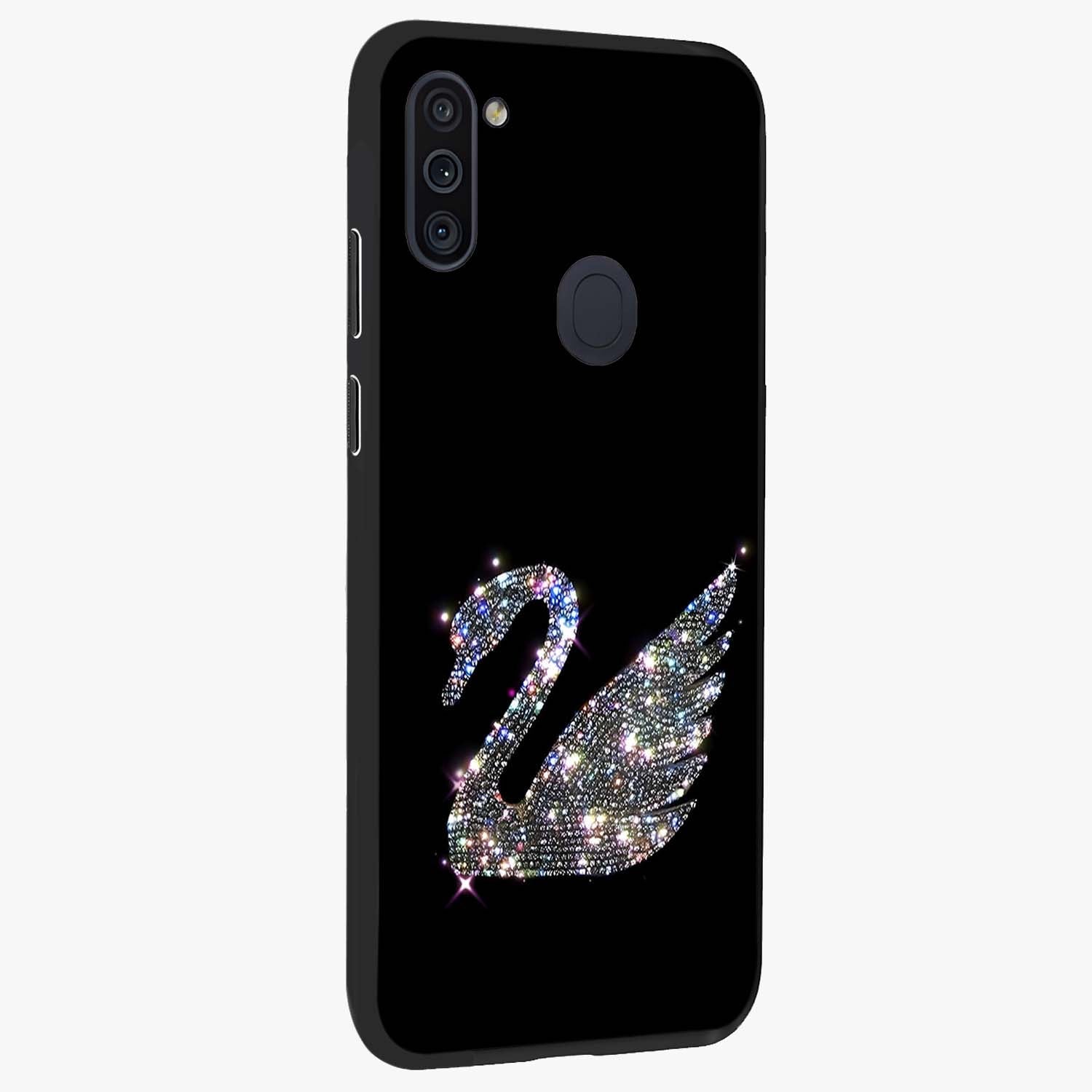 Starlit Swan Grace Glass Case upright view showcasing beautiful swan artwork with peaceful night themed design.
