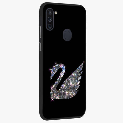 Starlit Swan Grace Glass Case upright view showcasing beautiful swan artwork with peaceful night themed design.